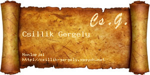 Csillik Gergely névjegykártya